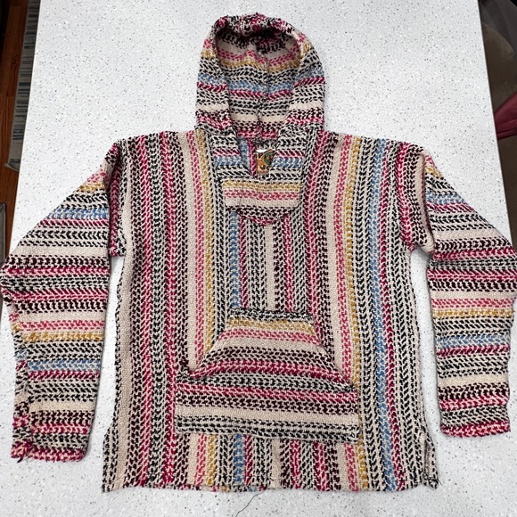 Baja Joe Colorful Hoodie boho Men’s Small Cotton Blend Trippy Hippy - Picture 1 of 9